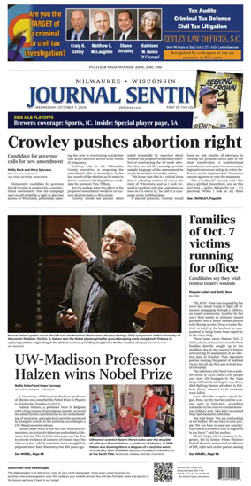 Cover of Milwaukee Journal Sentinel
