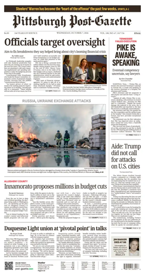 Cover of Pittsburgh Post-Gazette