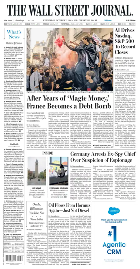 Cover of The Wall Street Journal