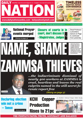 Cover of Daily Nation Newspaper