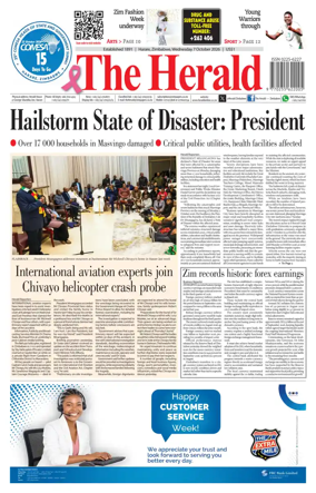 Cover of The Herald (Zimbabwe)