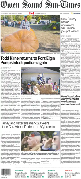 Cover of The Sun Times (Owen Sound)