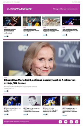 Cover of Euronews Culture and Sport (Hungarian)