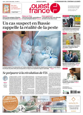 Cover of Ouest France (La Roche-sur-Yon - Fontenay-le-Comte)