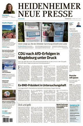 Cover of Heidenheimer Neue Presse