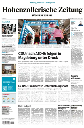 Cover of Hohenzollerische Zeitung