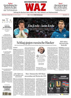 Cover of Westdeutsche Allgemeine Zeitung (Bochum)