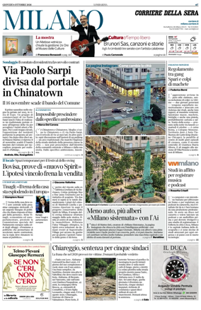 Cover of Corriere della Sera (Milano)
