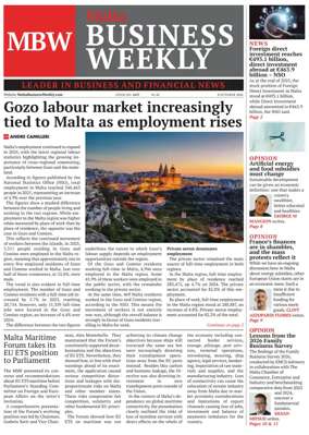 Cover of The Malta Business Weekly