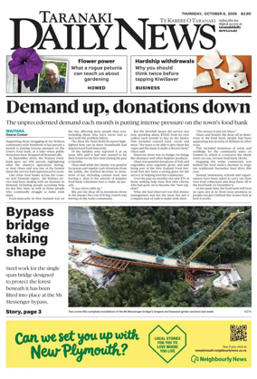 Cover of Taranaki Daily News