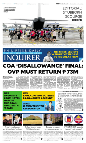 Cover of Philippine Daily Inquirer