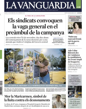 Cover of La Vanguardia (Catalonia - 1st edition)