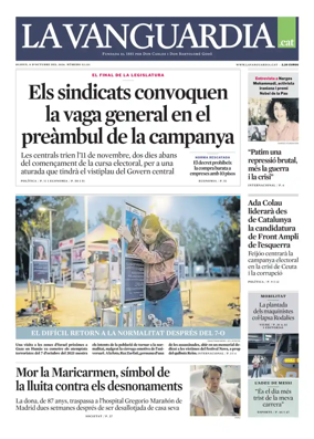 Cover of La Vanguardia (Catala)