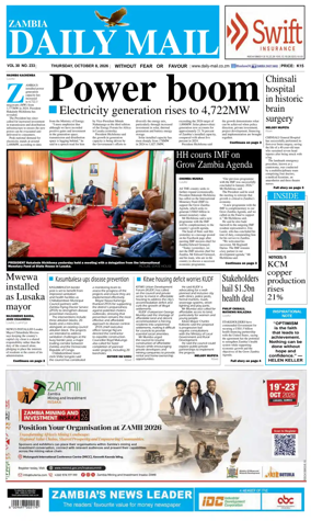 Cover of Zambia Daily Mail