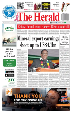 Cover of The Herald (Zimbabwe)