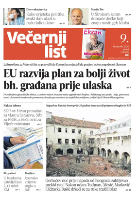 Cover of Vecernji list BiH