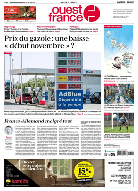 Cover of Ouest France (Angers / Segre)