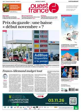 Cover of Ouest France (Chateaubriant)