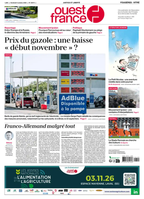 Cover of Ouest-France (Fougeres Vitre)