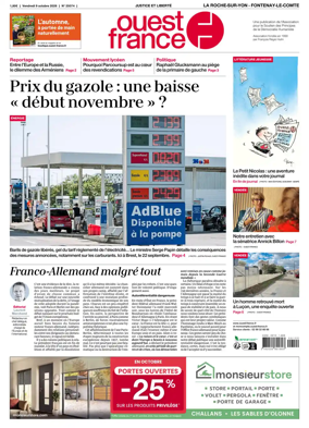 Cover of Ouest France (La Roche-sur-Yon - Fontenay-le-Comte)