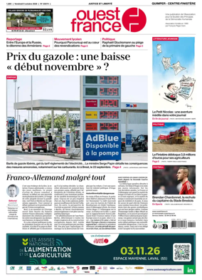 Cover of Ouest-France (Quimper Centre-Finistere)