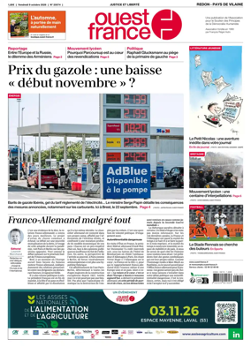 Cover of Ouest France (Redon / Pays de Vilaine)