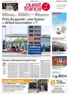 Cover of Ouest France (Saint-Malo)