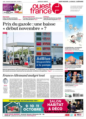 Cover of Ouest France (Saint-Nazaire La Baule Guerande)