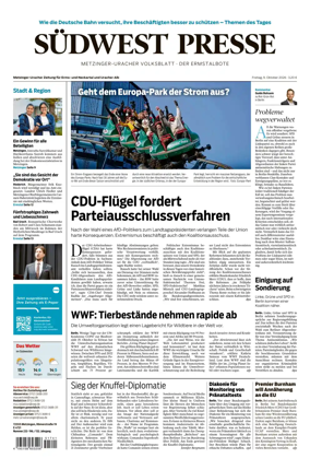 Cover of Sudwest Presse - Metzinger Uracher Volksblatt - Der Ermstalbote