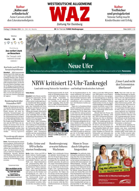 Cover of Westdeutsche Allgemeine Zeitung (Duisburg)
