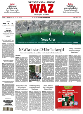Cover of Westdeutsche Allgemeine Zeitung (Mulheim an der Ruhr)