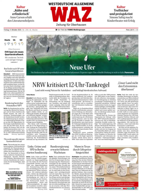 Cover of Westdeutsche Allgemeine Zeitung (Oberhausen)