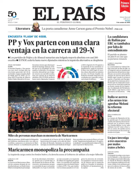 Cover of EL PAIS primera edicion