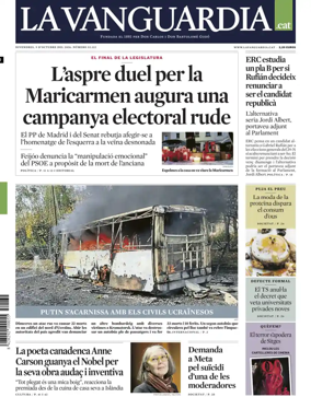 Cover of La Vanguardia (Catalonia - 1st edition)