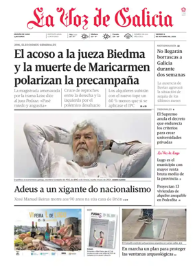 Cover of La Voz de Galicia (Lugo)