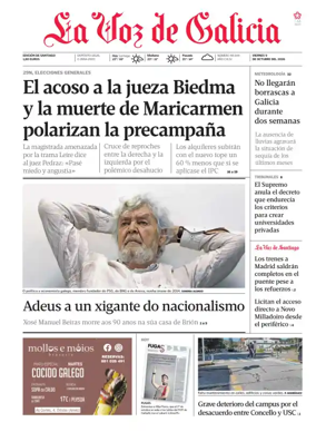 Cover of La Voz de Galicia (Santiago)