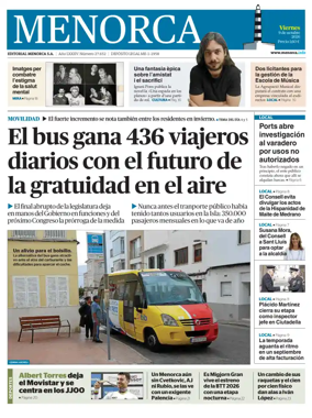 Cover of Menorca Diario Insular