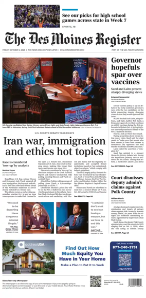 Cover of The Des Moines Register