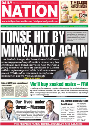 Cover of Daily Nation Newspaper