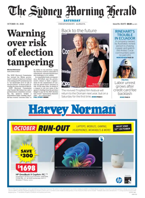 Cover of The Sydney Morning Herald