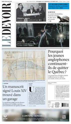 Cover of Le Devoir