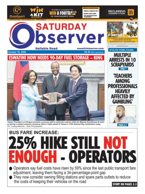 Cover of Saturday Observer (Eswatini)