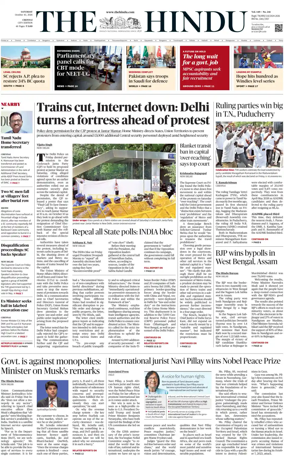Cover of The Hindu (Chennai)