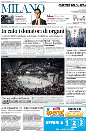 Cover of Corriere della Sera (Milano)