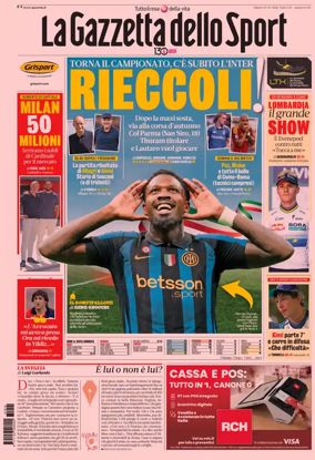 Cover of La Gazzetta dello Sport