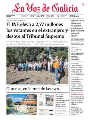 Cover of La Voz de Galicia (Ourense)