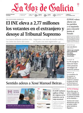 Cover of La Voz de Galicia (Santiago)