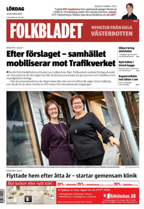 Cover of Folkbladet Vasterbotten