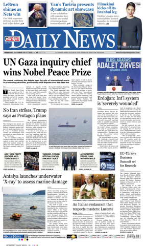 Cover of Hurriyet Daily News & Economic Review