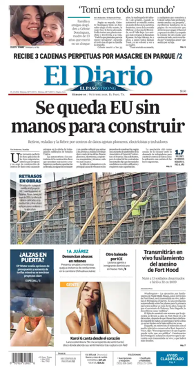 Cover of El Diario de El Paso